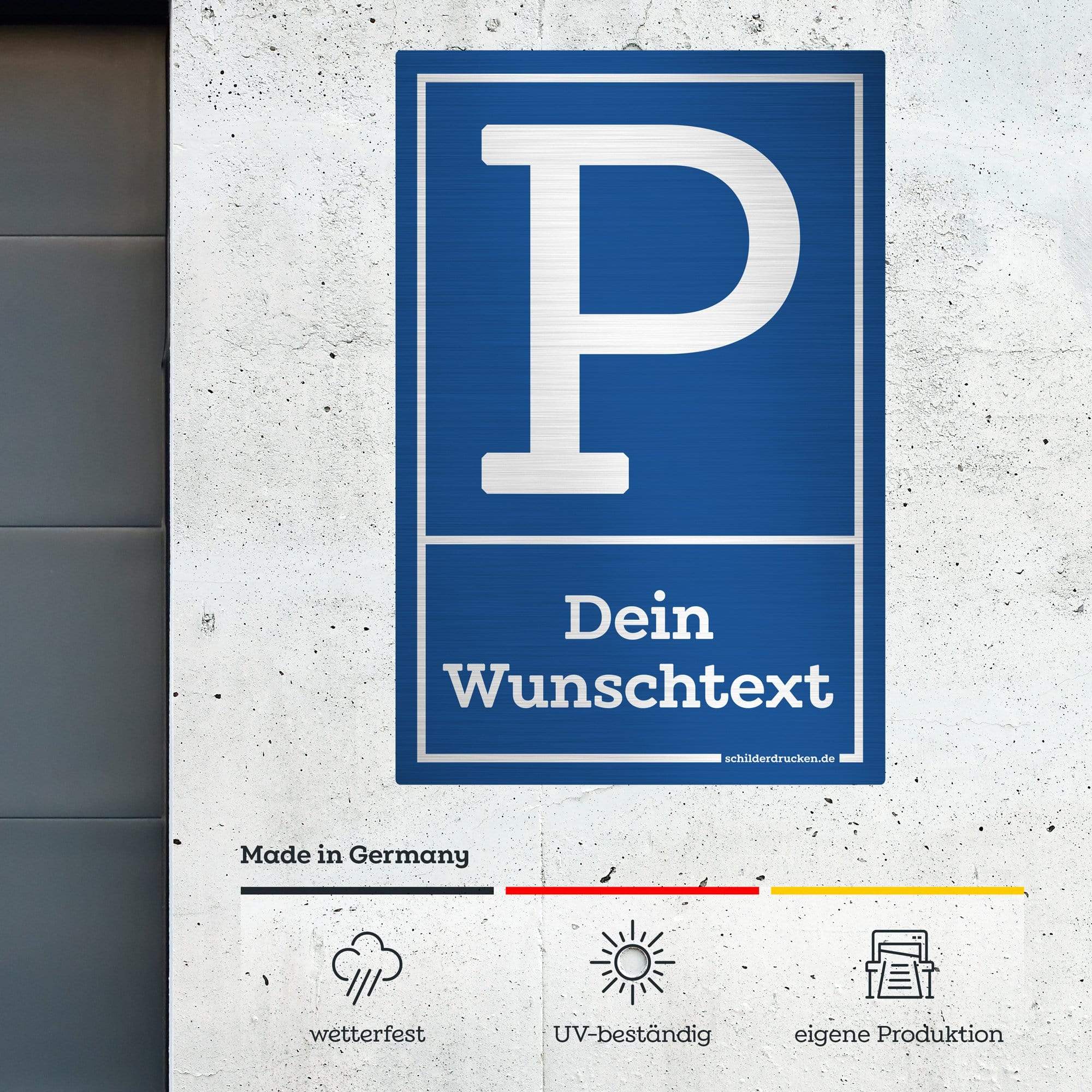 Schilderio Parkplatzschild mit Ihren Wunschtext oder Kfz Kennzeichen  (Nummernschild, Autokennzeichen), 52x11 cm, stabile 3mm  Aluminiumverbundplatte : : Auto & Motorrad